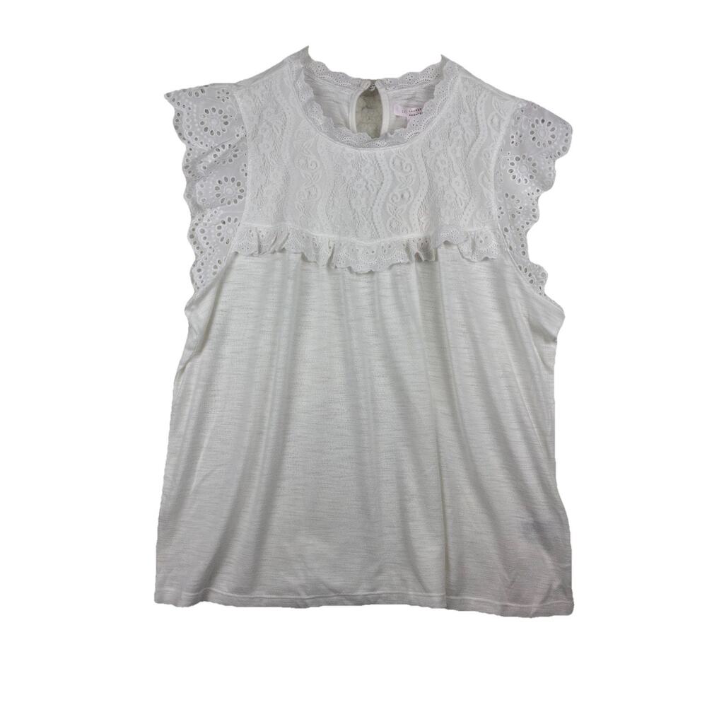 Lauren Conrad Eyelet Lace Top | XXL | White | NWT $40 | Feminine Blouse